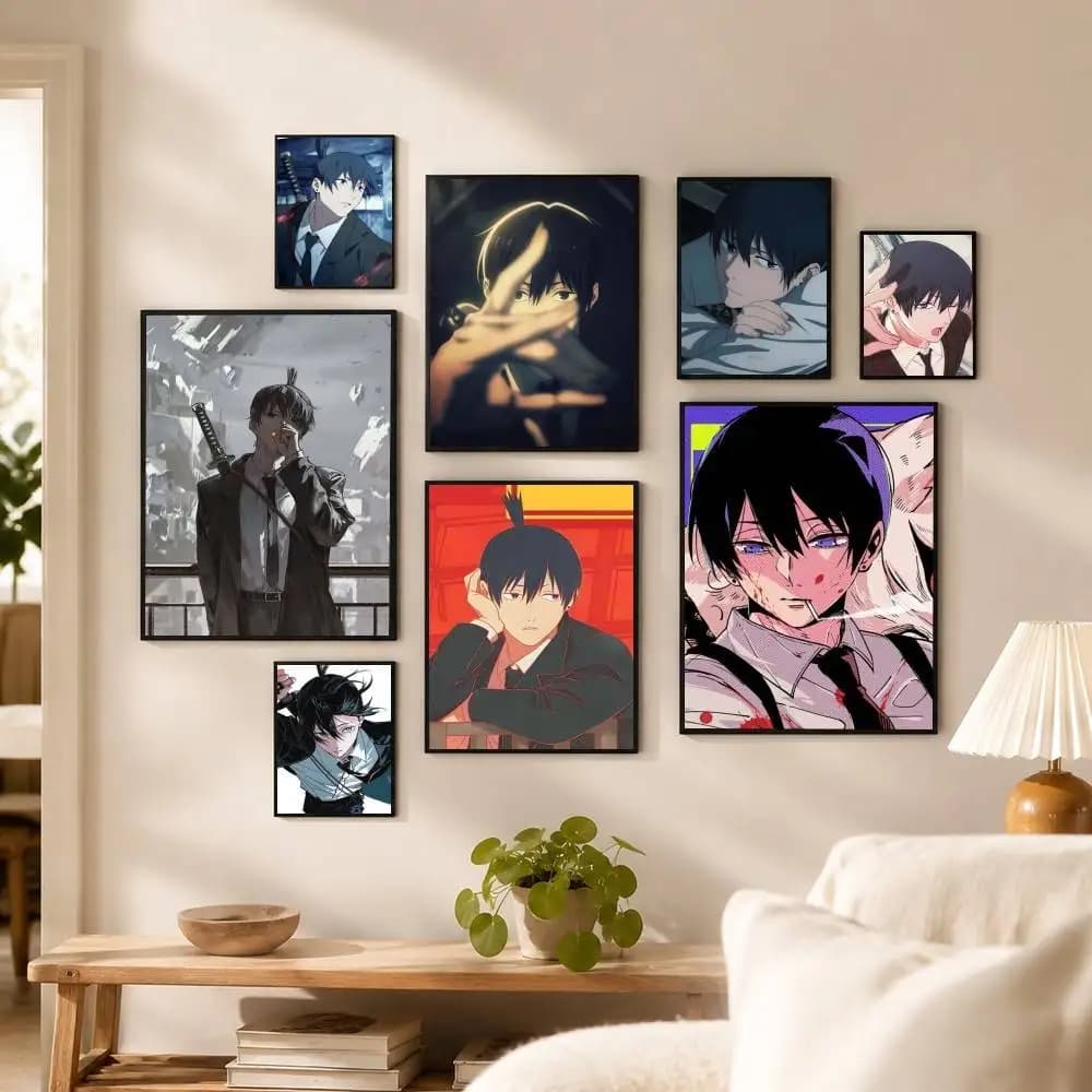 C-Chainsaw Man Aki Hayakawa Poster High Quality Dorm Living Room Aesthetic Wall Decoration Painting Stickers Gift