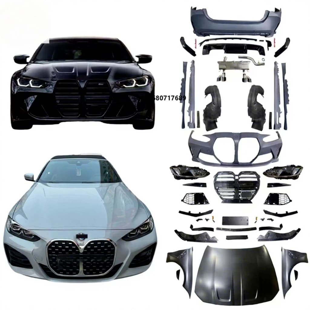 For 4 Series G22 Car Body Kit Wide Bonnet Exhaust Mud Bumper for Old to New M4 1:1 Ratio Customizable Car Accessories