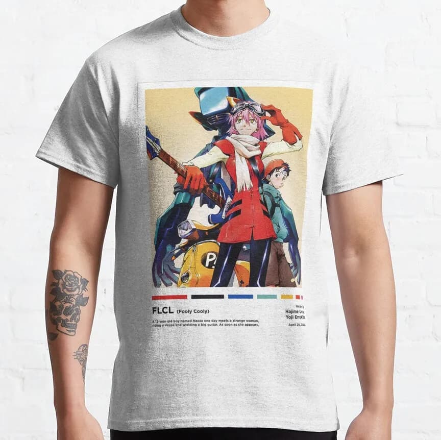 FLCL Haruko Alternative Cartoon video game Japanese Manga Fooly Cooly FLCL Japan music Anime T shirt for men plus size clothing