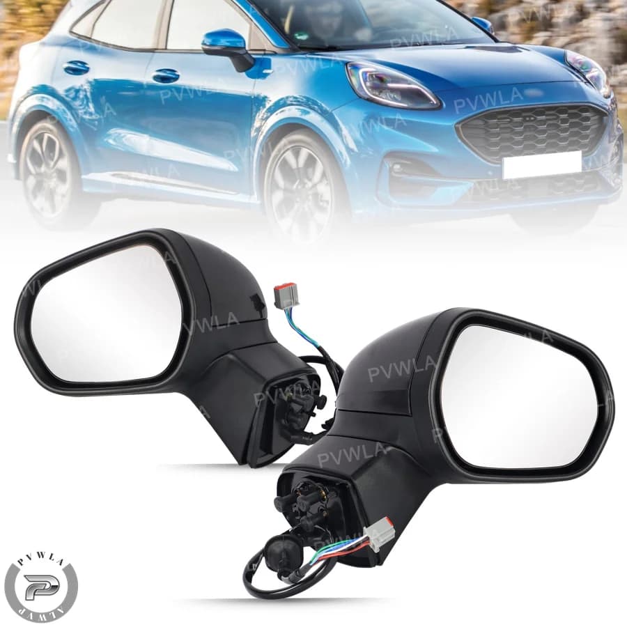 Mirror For Ford Puma European Version 2019 2020 2021 2022 2023 2024 2025 Car 8 Pin Paintable Heated Puddle Lamp Assembly