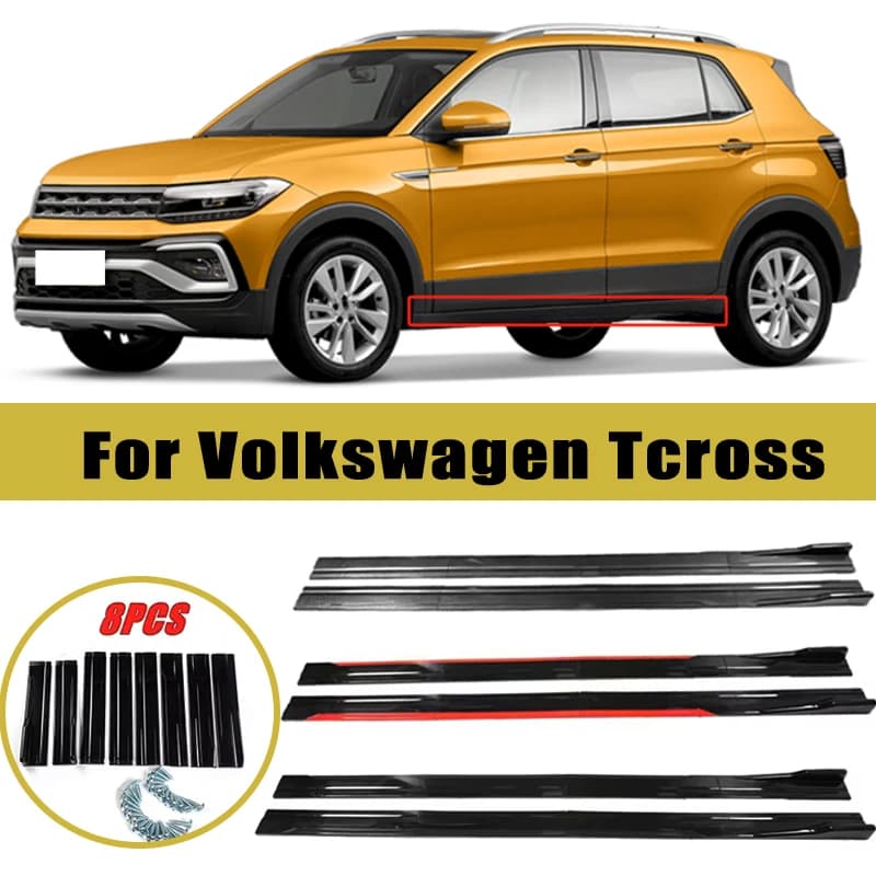 2m/2.2m Car Side Skirt Extension SplitterBumper Racing Side Wing Bumper Lip Side Spoiler For Volkswagen Tcross Car Accessories