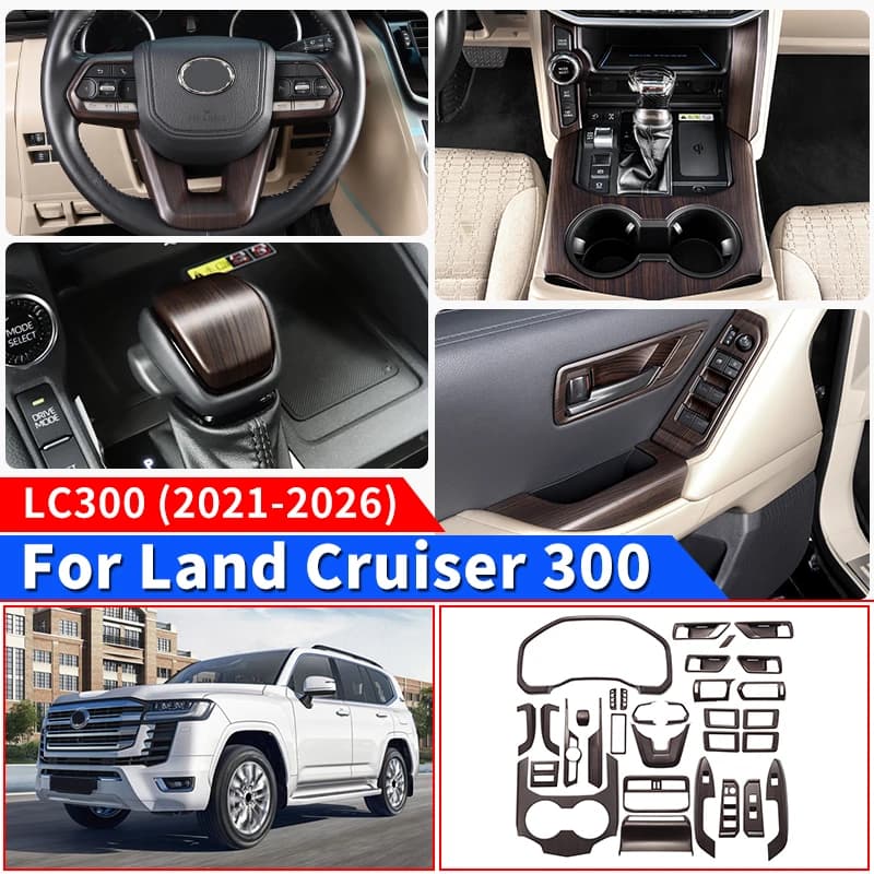 For 2021-2027 Toyota Land Cruiser 300 LC300 High Configuration Peach Wood Texture Interior Accessories Upgraded Modification