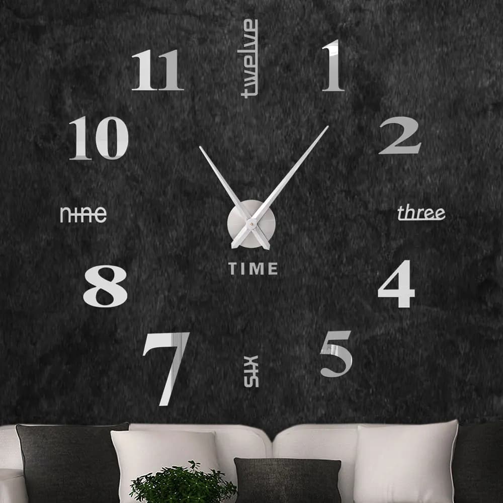 3D Wall Clock Mirror Wall Stickers Creative DIY Large Wall Clock Quartz Watch Art Decal Sticker Living Room Home Decor 37/47inch