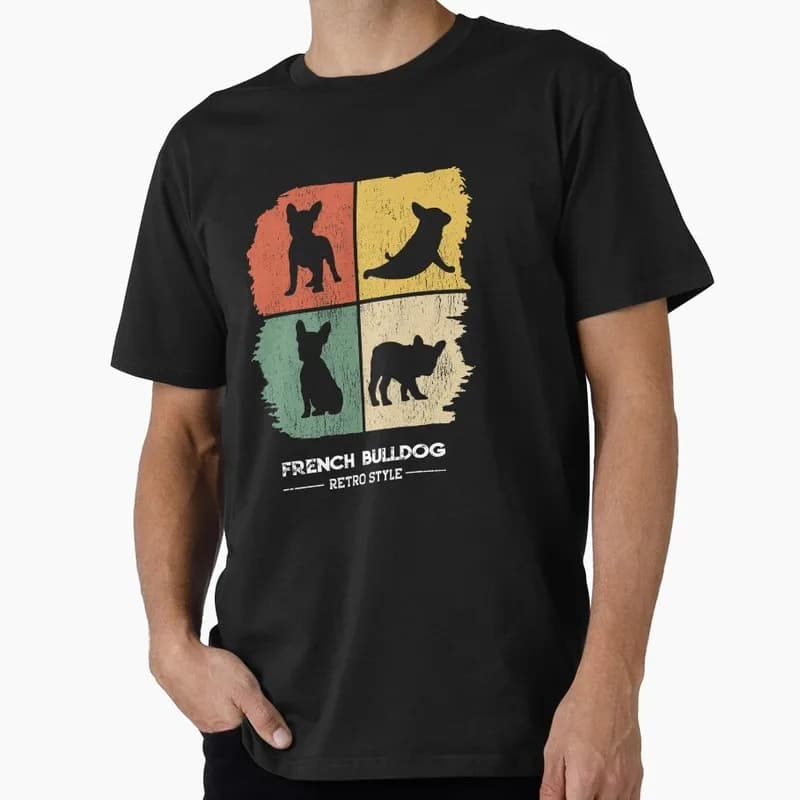 Retro Style french bulldog gifts T-shirt for Dog Dad Unisex 100% Cotton Short Sleeve Tee Pet owner Surprise Gift Streetwear Tops