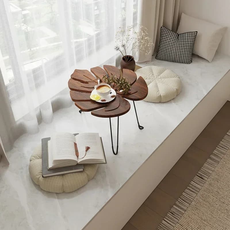 *e for Shaped Wooden Side Table, Boho Accent Table with Metal Hairpin Legs, Creative End Table for Bohemian Living Room Decor *x