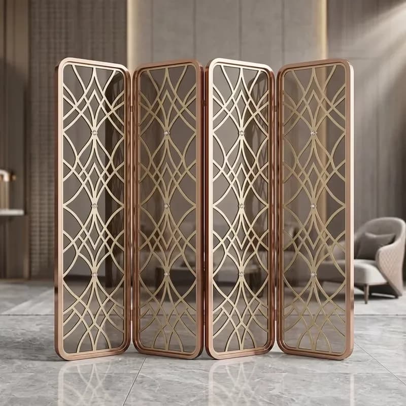 Custom Stainless Steel Cut Folding Decorative Screen Partition Foldable Room Divider for Hotel Lobby Interior Decor