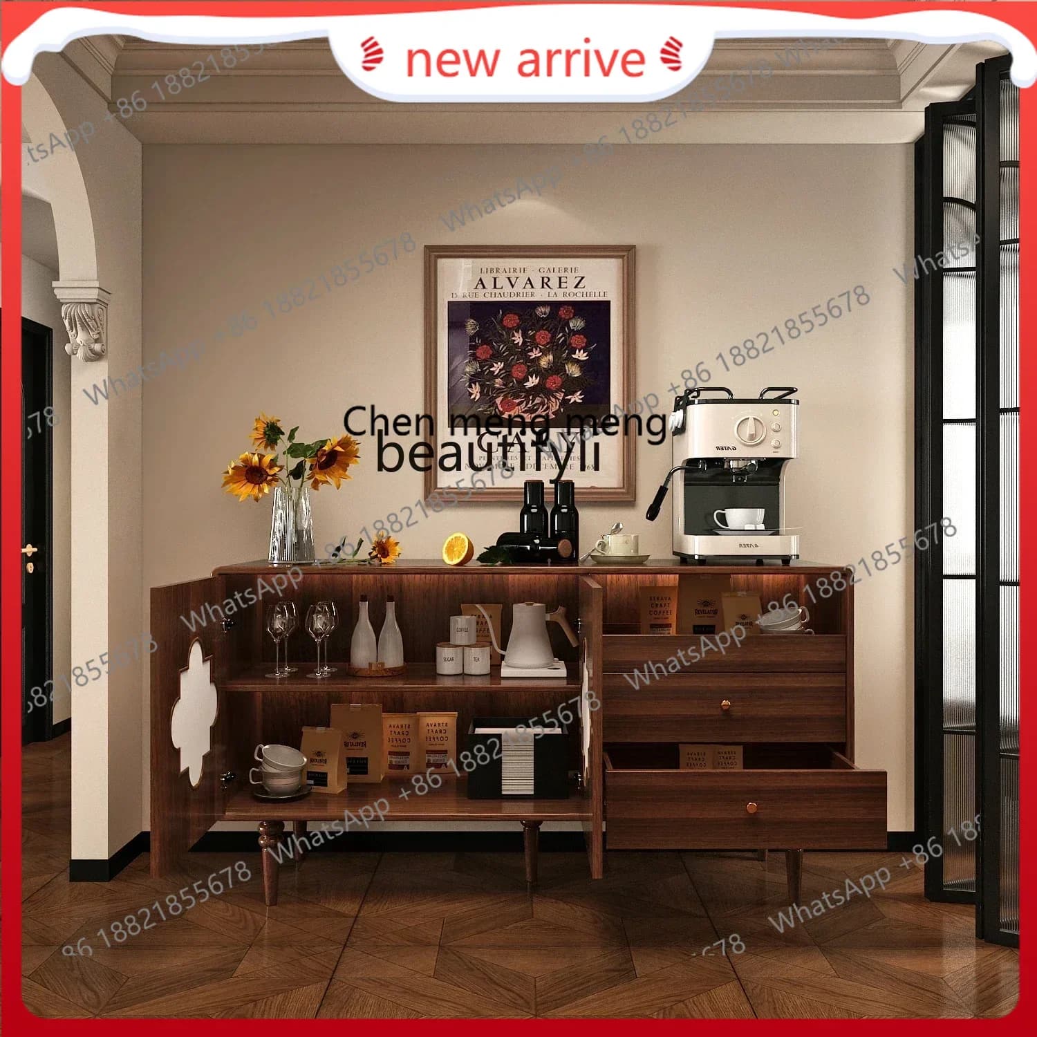 SS new styleStorage storage Home living room Customized solid wood dining side cabinet against the wallss 7486 ss 7486