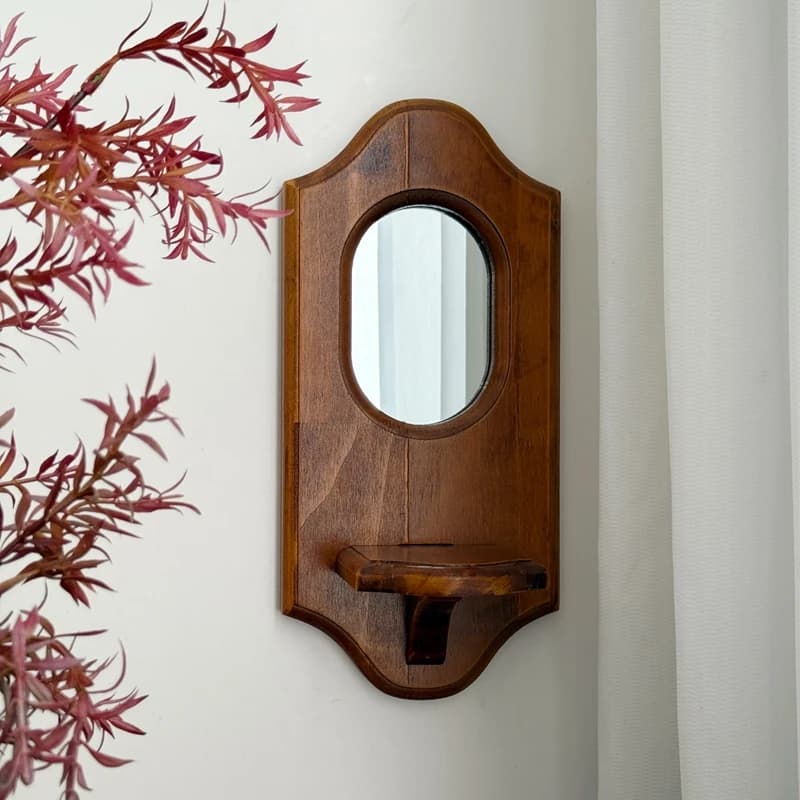 Vintage American Wall Decoration Mirror Solid Wood Shelf Wall Hanging Homestay Cafe Soft Decoration Зеркало Для Макияжа مرايا