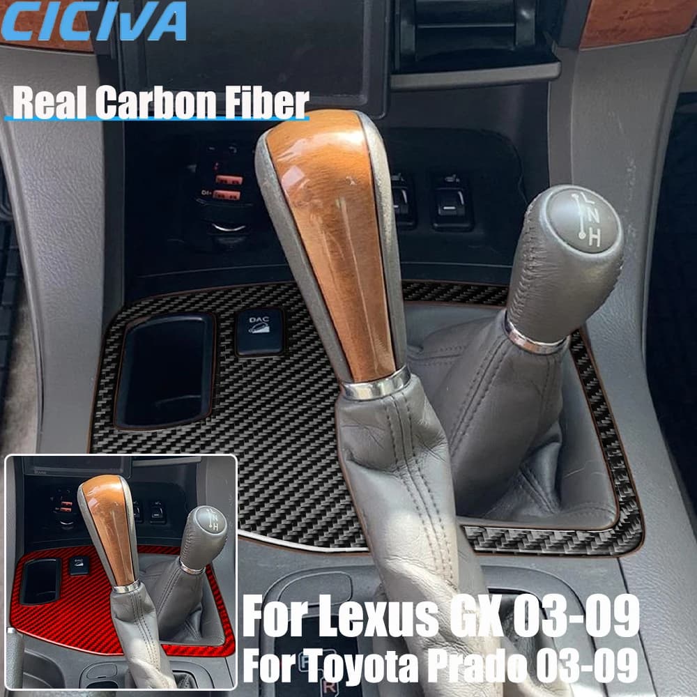 Real Carbon Fiber Car Accessories Center Console Trim Decorative Cover Soft Sticker For Lexus GX for Toyota Prado 2003-2009