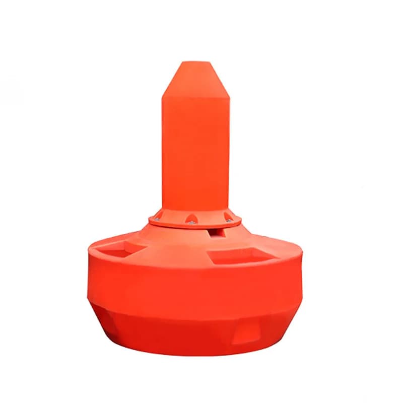 Marine life-saving buoy, surface warning buoy, pointed rotational molded split beacon