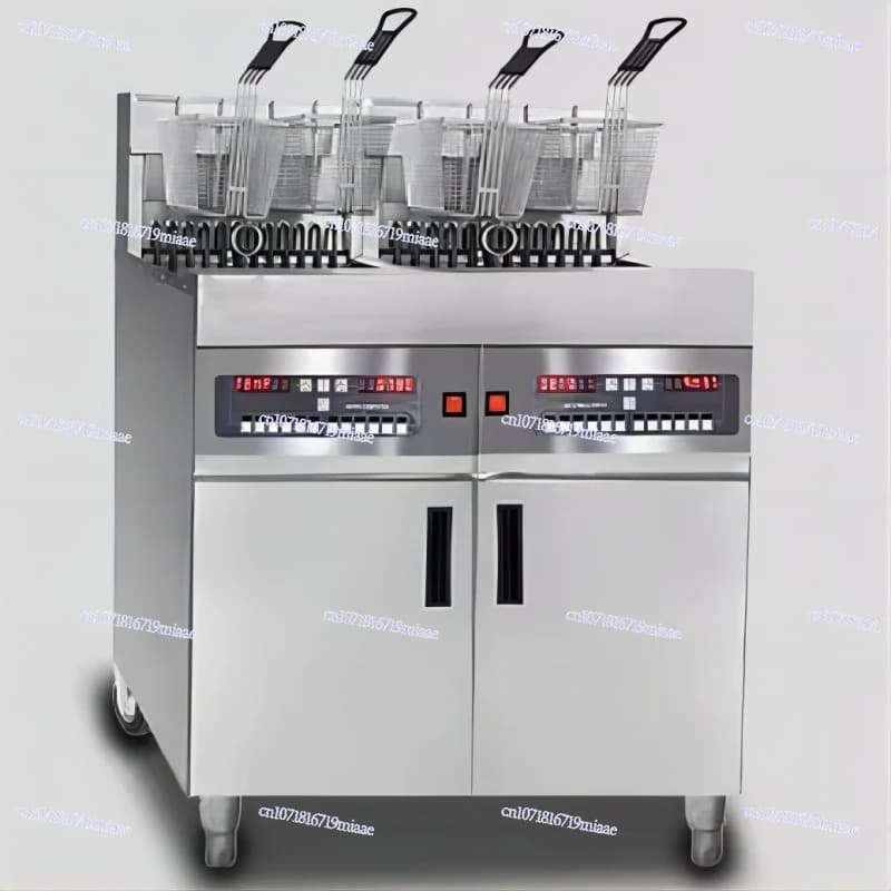 Vertical electric fryer 40 liters fryer Automatic lifting double cylinder fryer with fried chicken stove