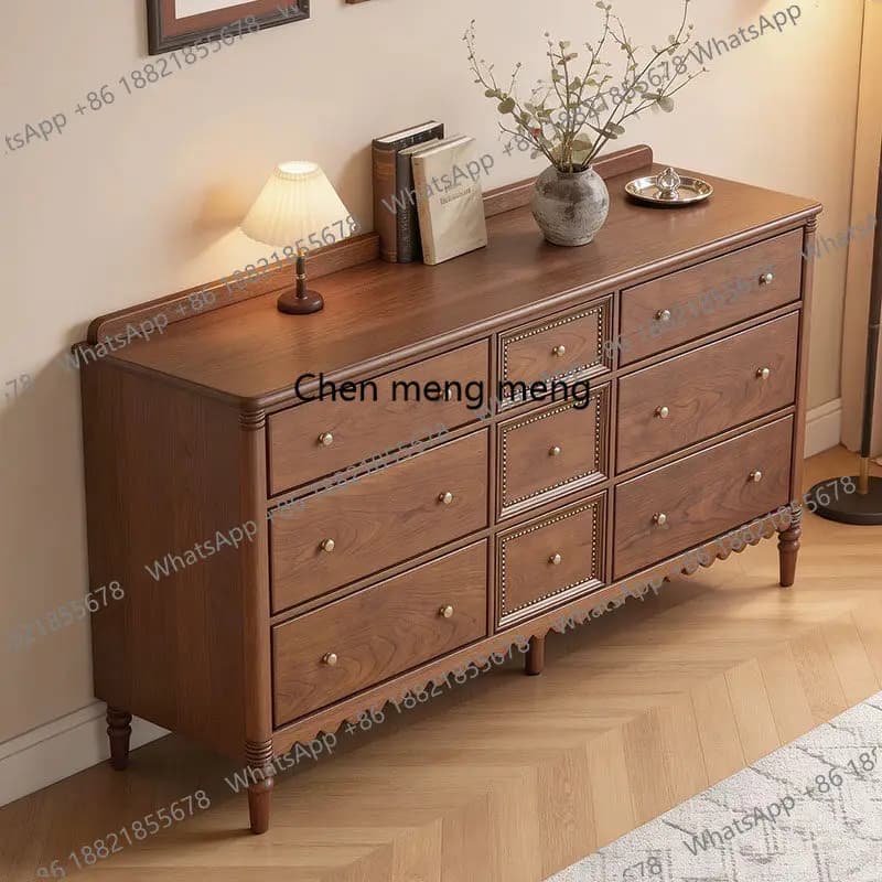 French antique solid wood locker bedroom American retro nine-bucket cabinet drawer storage