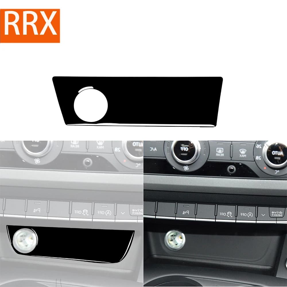 For Audi A4 B9 RS4 S4 2017 2018 2019 Cigarette Lighter Panel Cover Trim Piano Black Stickers Interior Mouldings Car Accessories