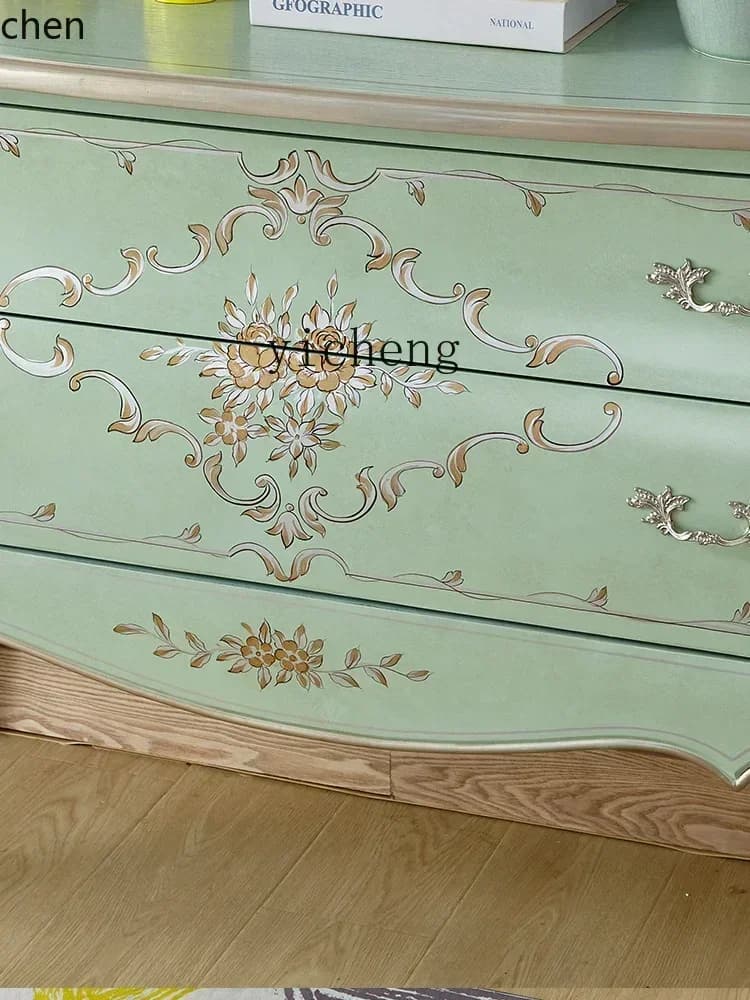 DSA  Chest of Drawers Living Room Wall Storage Cabinet Solid Wood Vintage Entryway Cabinet Hallway