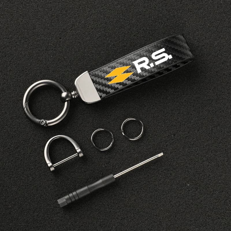 Carbon Fiber Leather KeyChain Buckle Jewelry Key Rings For Renault RS Line Clio Megane Scenic laguna Logan Koleos Sandero Car
