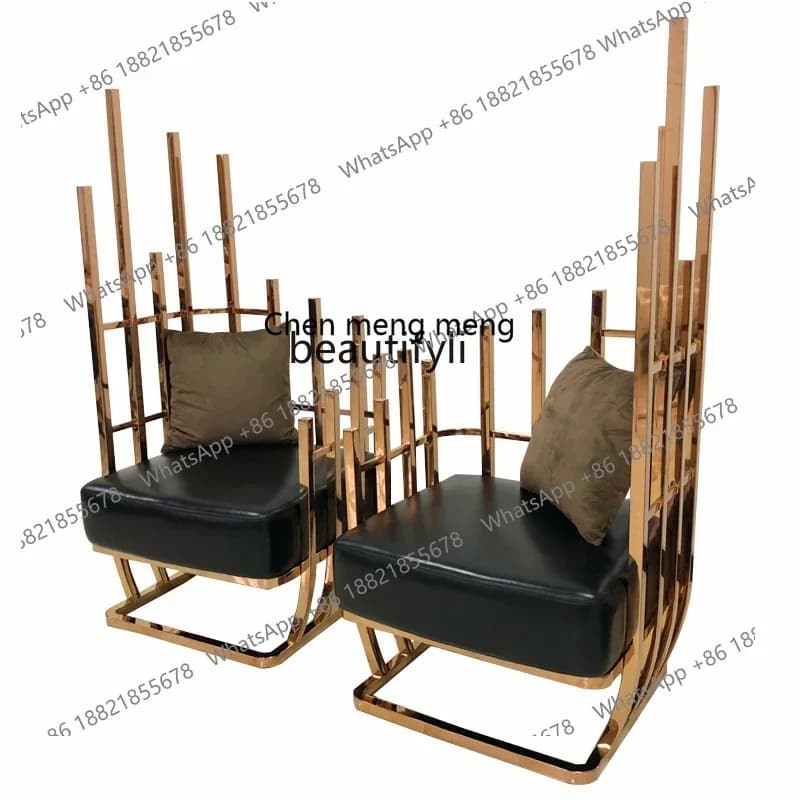 B178 Light luxury stainless steel sofa chair creative leisure chair single rose gold living room negotiation chair2936