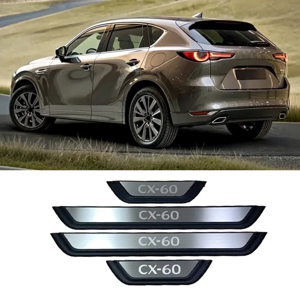 For Mazda CX-60 CX60 2026 Car Door Sill Cover Trim Strip  Auto Interior Protection Threshold Pedal Styling Stickers Accessories