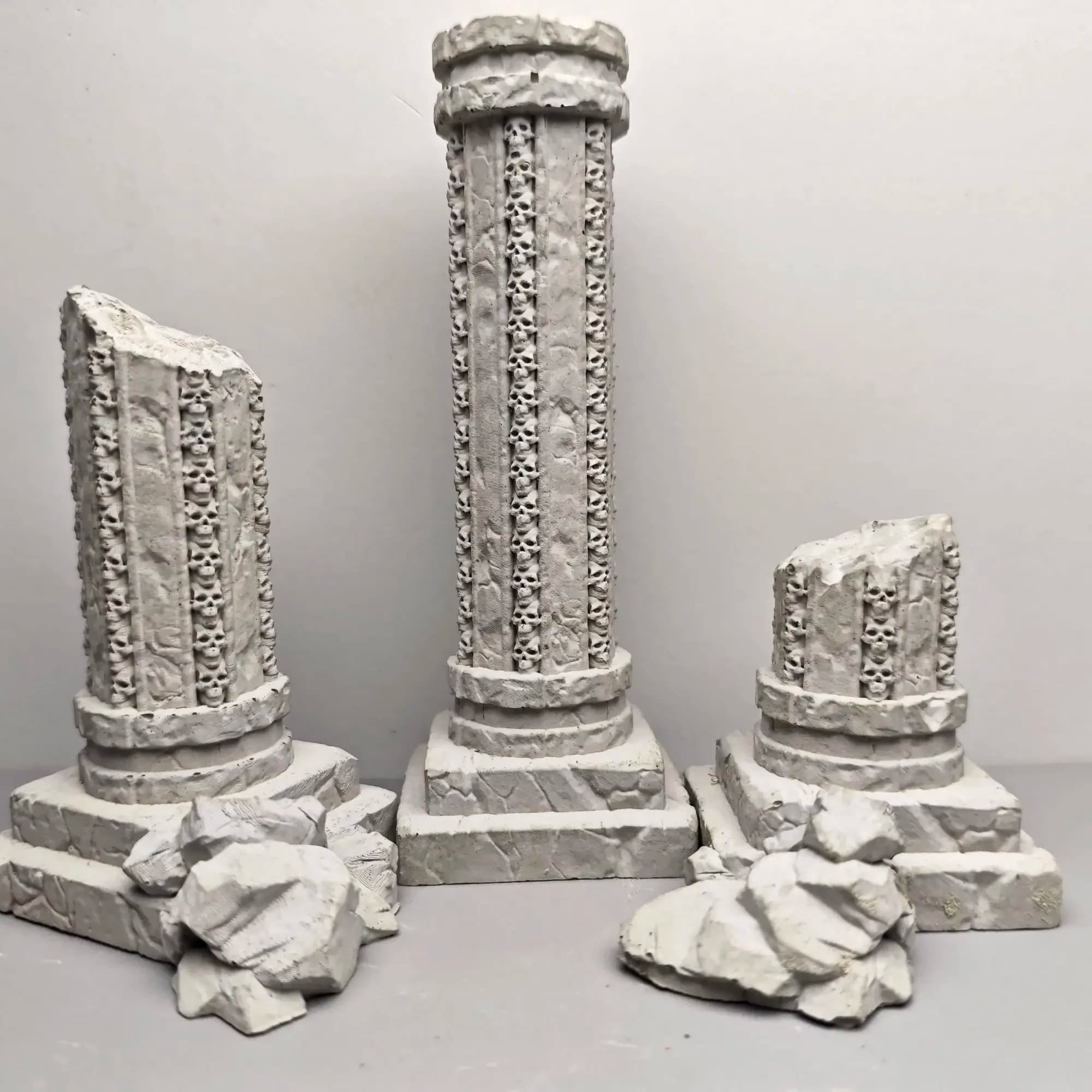 Time Ruins, Era Remnants, Damaged Roman Columns, Fish Tank, Ancient Greek Architectural Model, Cement