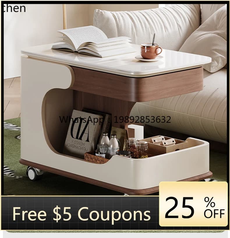 WW  trolley living room dual-purpose mobile folding snack trolley lifting coffee table
