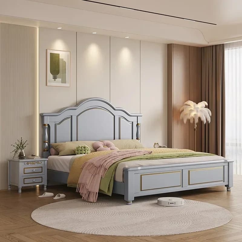 Wood Double Bed Drawers Nordic Elegant Bedframe Nightstands Beds Frames Bedroom Designer Letto Matrimoniale Trendy Furniture