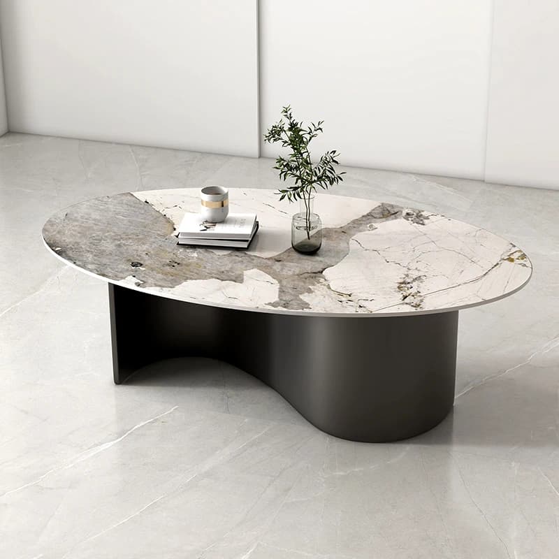 Oval Rectangular Coffee Table Italian Luxury Curved Aesthetic Coffee Table Rustic Glamour Table Basse Living Room Furniture