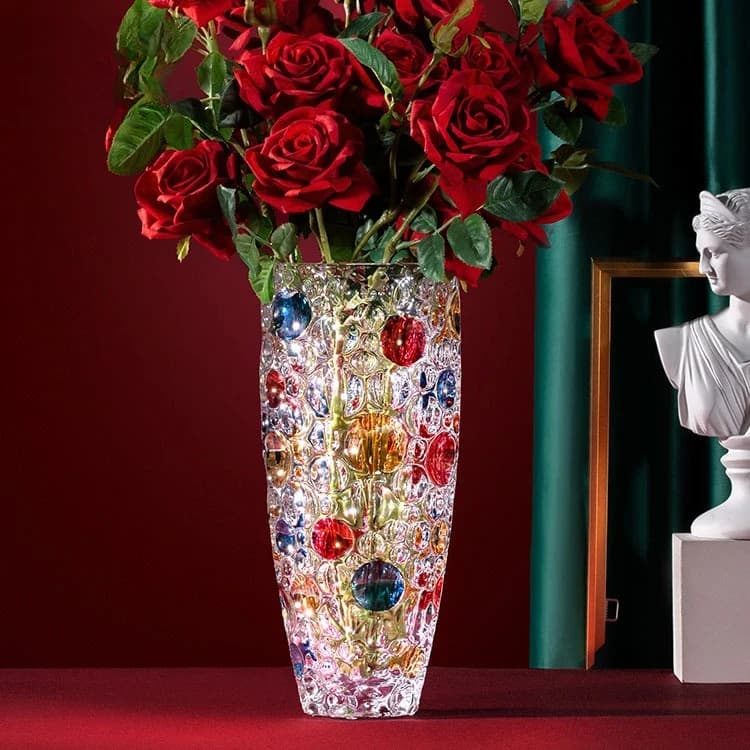 DSA crystal glass vase new home housewarming gift high-end gift living room flower arrangement decoration high-end ornament