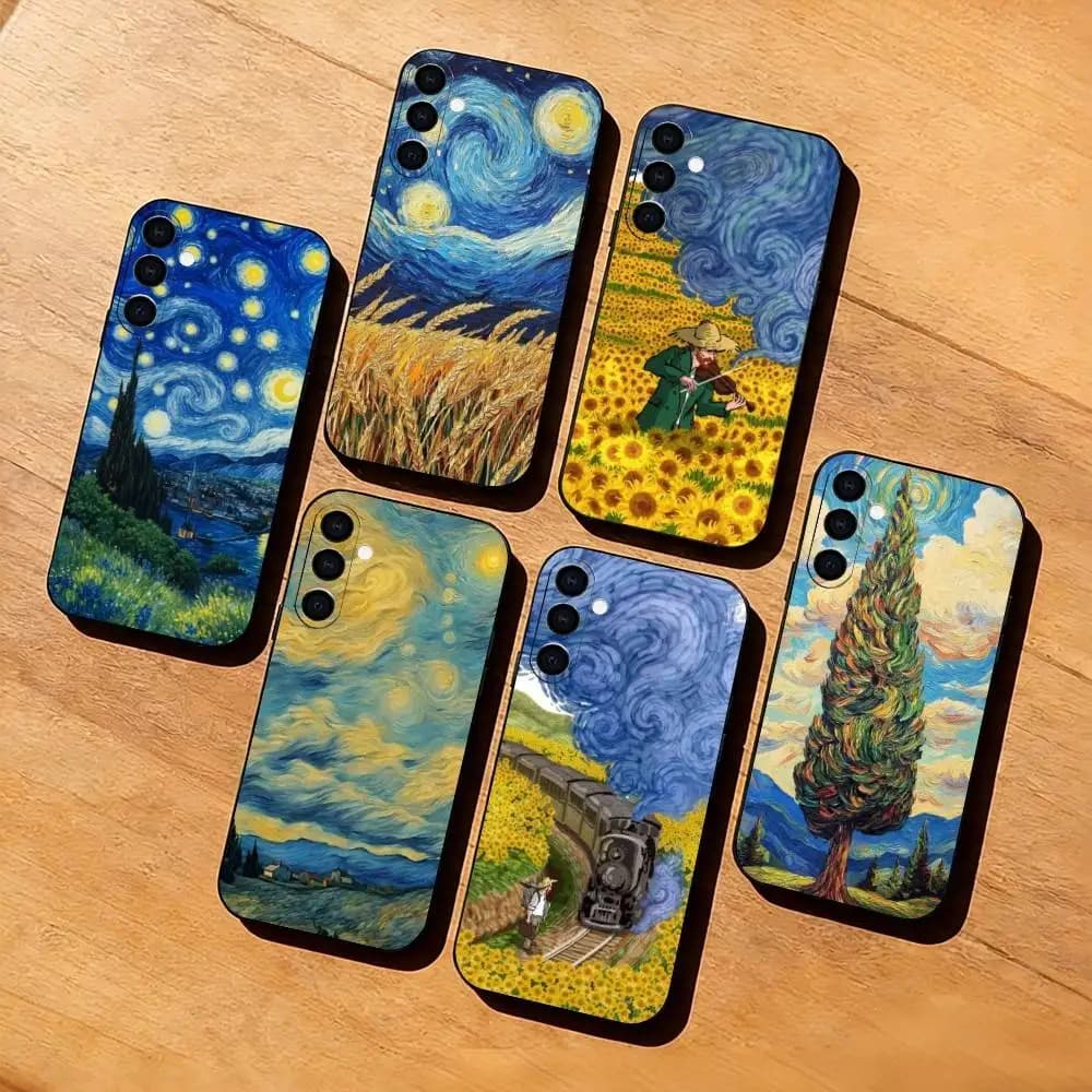 Paintings by the genius artist Van Gogh  Phone Case Black Silicone Soft For Samsung Galaxy A73,A72,A71,A70,A53,A52,A51