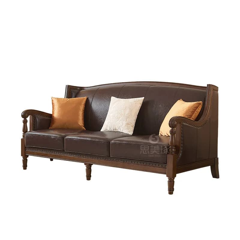 Yjq American retro leather sofa cowhide furniture brown leather art sofa