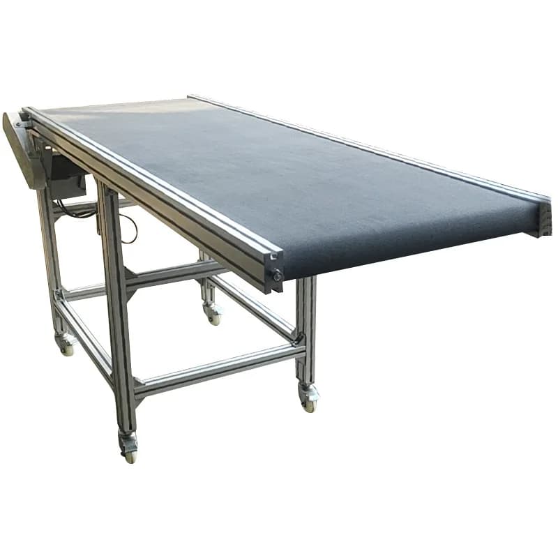 Aluminum leather belt conveyor, mobile logistics packaging production line automatic conveyor