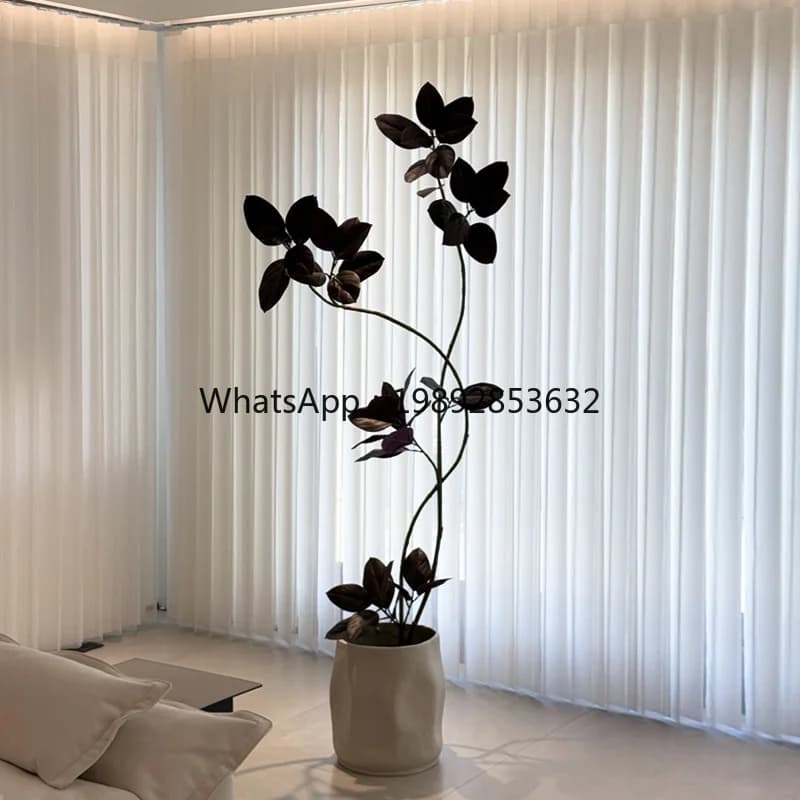 LYY Black Alpine Banyan Artificial Green Plant Living Room Indoor Diamond Tree Large Floor Potted Plant Living Room Decoration