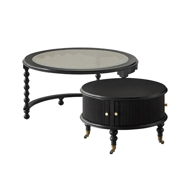 CX retro solid wood coffee table living room home combination coffee table small apartment black high-end, round table