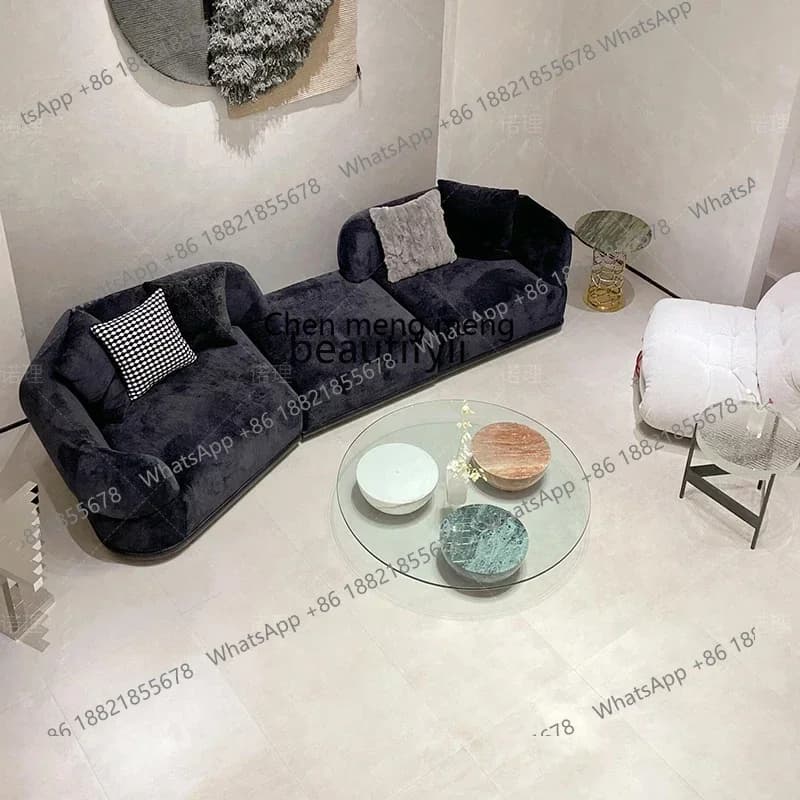 cqyNatural marble Nordic, personalized geometric designer glass round coffee table living room coffee table