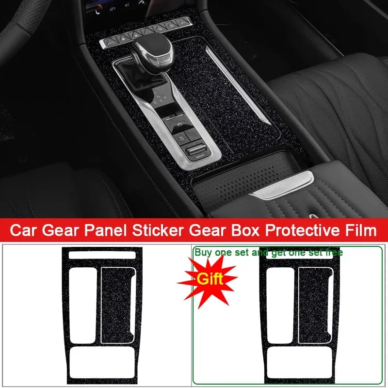 Car Interior Sticker For HONGQI H5 2023 2024 Car Gear Panel Sticker Gear Box Protective Film Carbon Fiber Black Auto Accessories