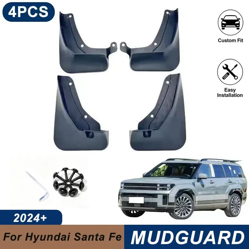4PCS Car Mud Flaps For Hyundai Santa Fe 2024+ Waterproof Anti-Splash Fender Mudguards Auto Exterior Accessories