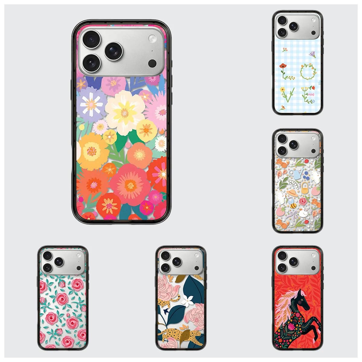 L O V E Flower Compact Acrylic Border Magnetic Phone Cover for IPhone 14 15 16 17 Pro Max Case for IPhone Air