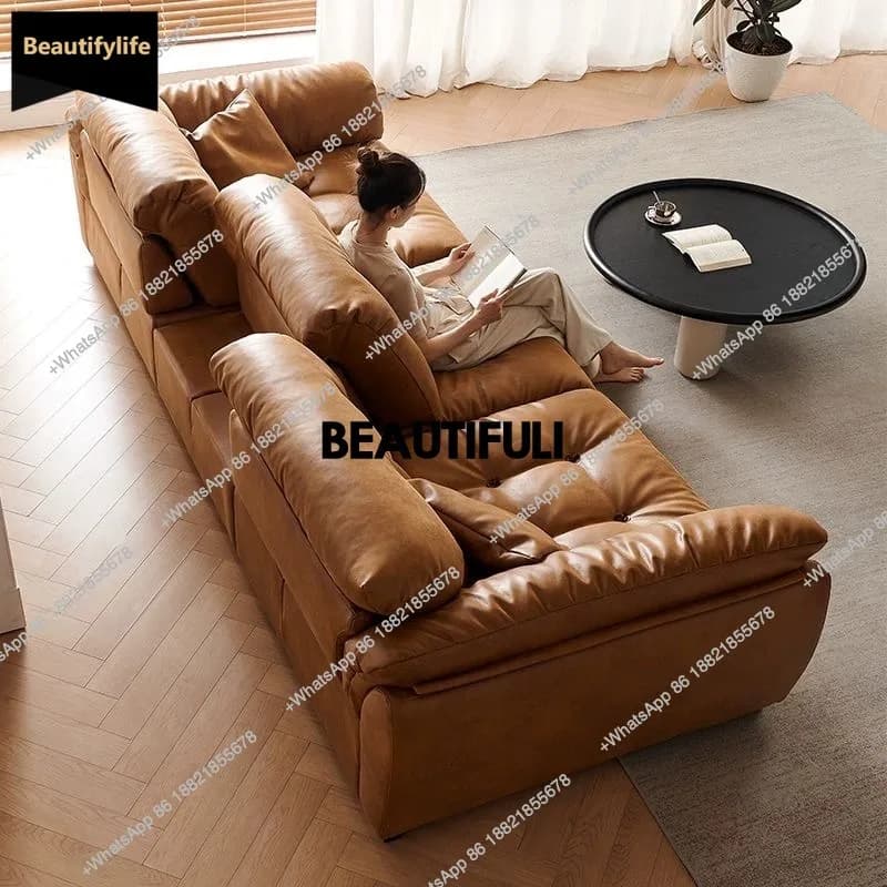 D80 Faux Leather Minimalist Sofas Designer High Back Wood Lounges Living Room Sofas Daybed Modern Divano Soggiorno Bedroom Furni
