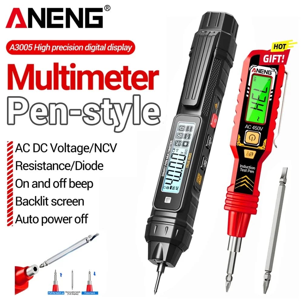 ANENG A3005 Pen Type Digital Multimeter 4000 Counts AC DC Voltage Resistance NCV Non-contact Voltage Tester Free B20 Test Pen