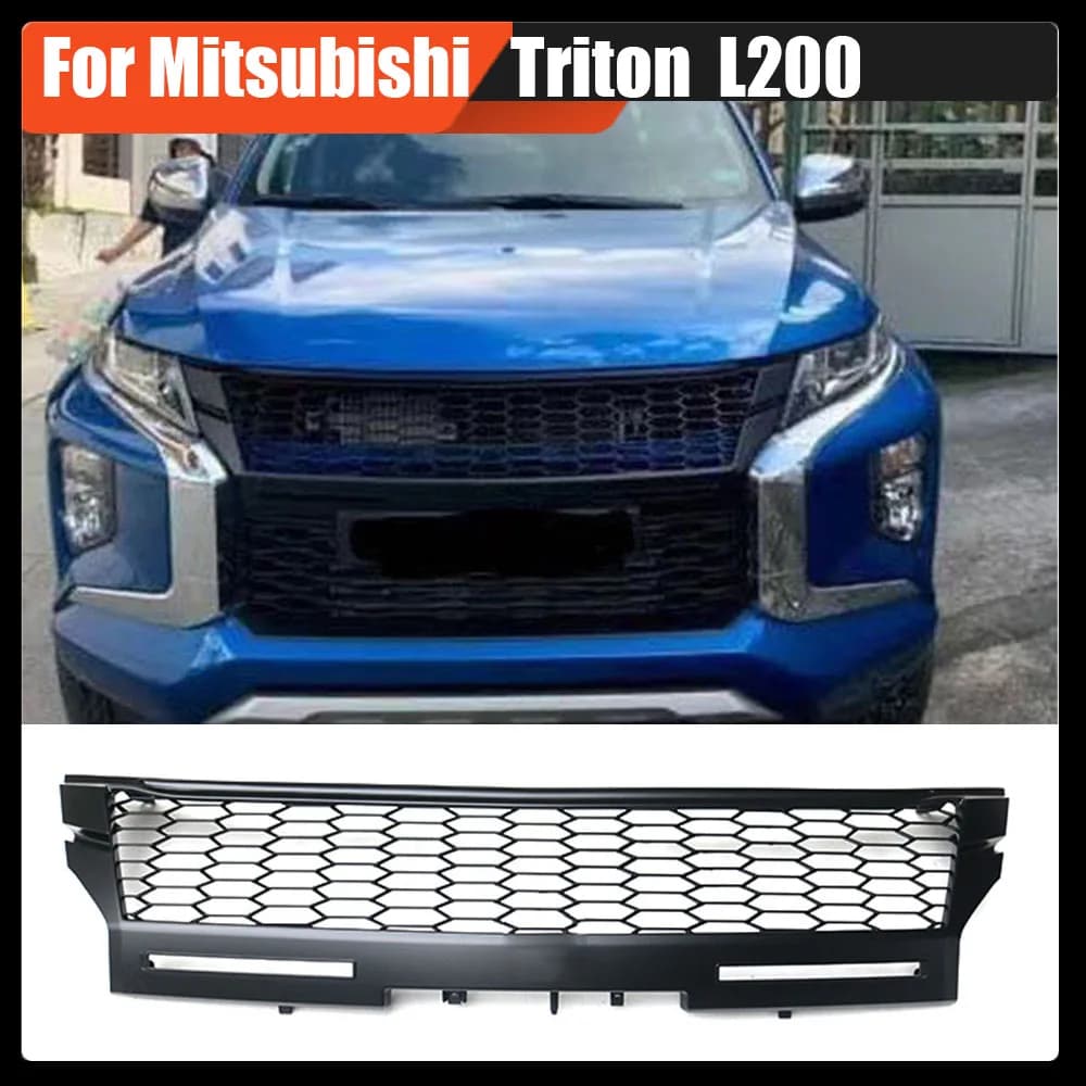 For Mitsubishi Triton L200 2019 2020 Pickup Car Accessories Modified Front Hood Bumper Grille Car Mesh Grill Upper Racing Grills