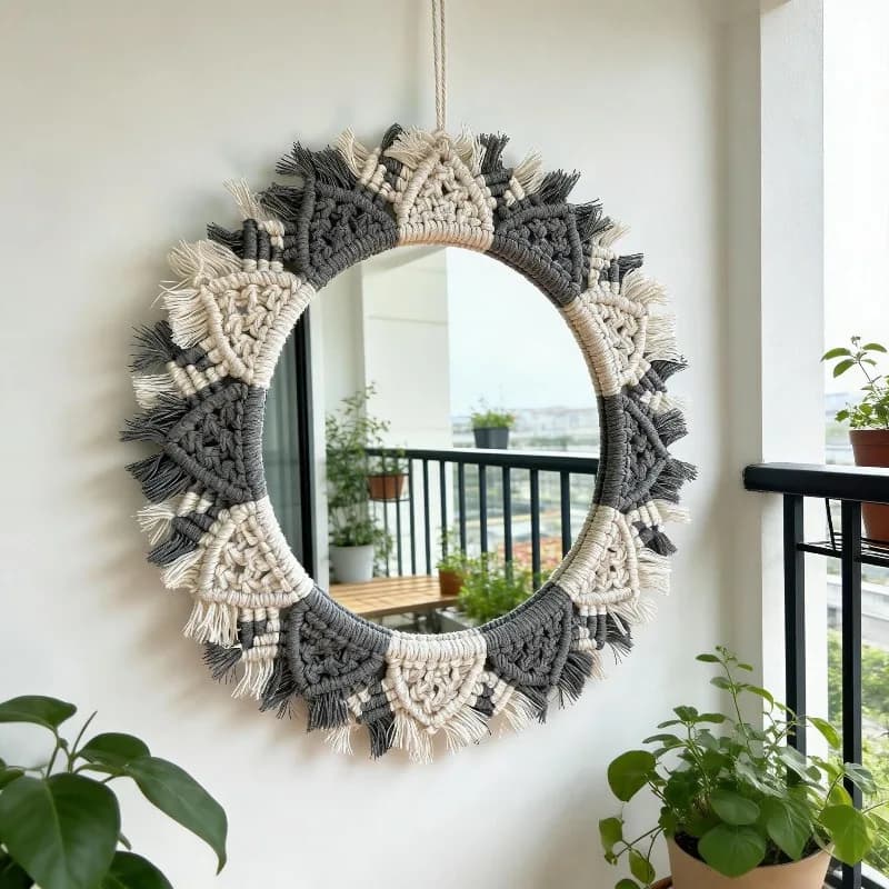 Woven Makeup Mirror Living Room Bedroom Wall Hanging Porch Decoration В Скандинавском Стиле Ornaments Desktop Decor Gift
