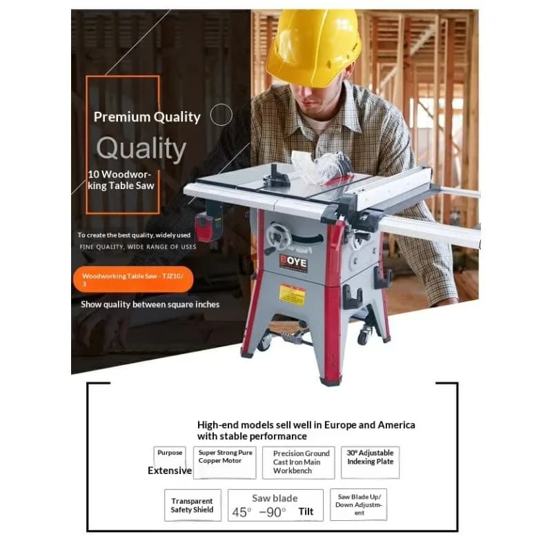 Professional Compact Circular Saw Machine Rack Mounted Tilting Blade Depth Control Industrial Grade Jobsite Equipment