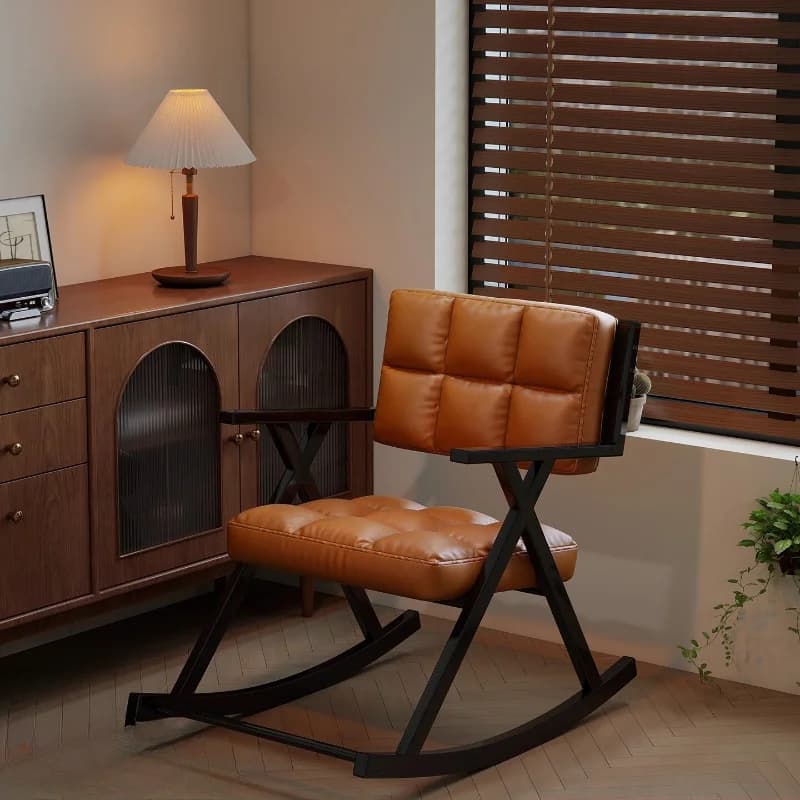 Retro Rocking Chair, Adult Recliner, Living Room Balcony Home Leisure American Vintage Style Single Rocking Chair Sofa Furniture