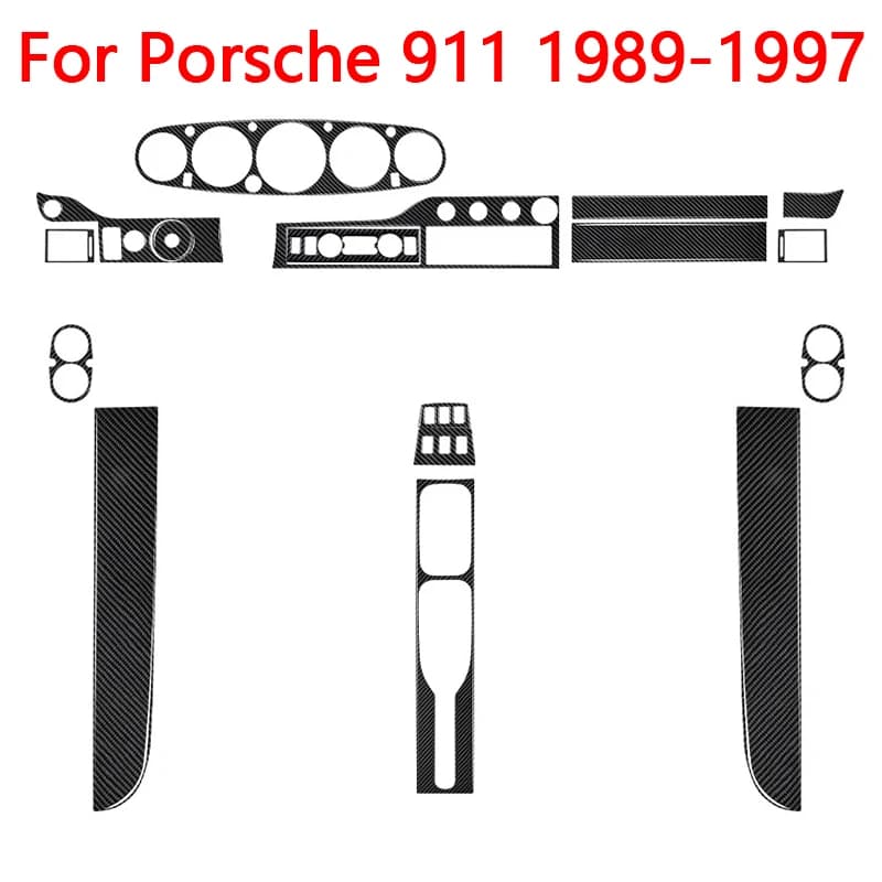 For Porsche 911 1989-1997 Carbon Fiber Black Stickers Trim Strip Car Interior Decorative Accessories