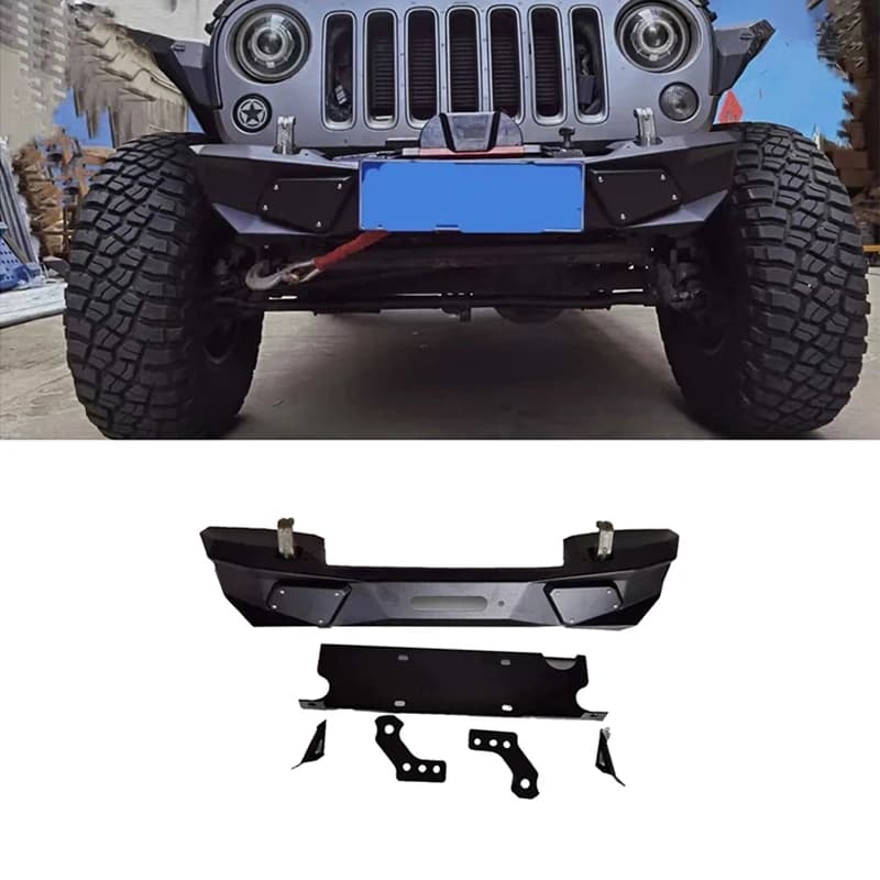 For 2/4 Doors Steel Off-road Textured Black Short Front Bumper With Winch Plate For Jeep Wrangler JK 2007-2017
