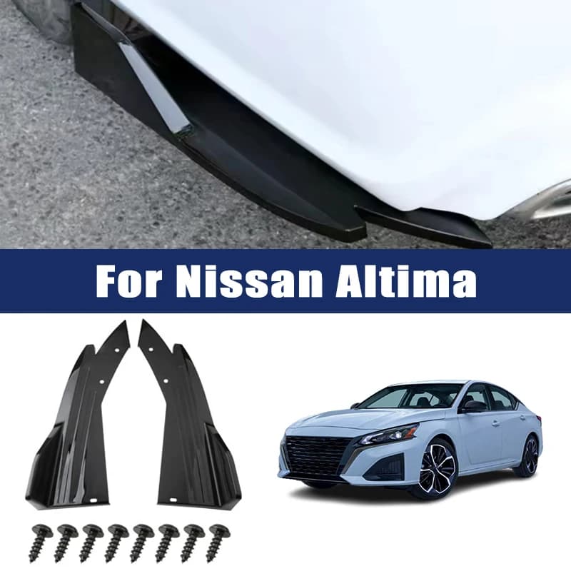 2pcs Car Rear Bumper Spoiler Lip Carbon Fiber Wing Trim Anti-crash Diffuser Side Skirt Wrap Angle Splitter For Nissan Altima