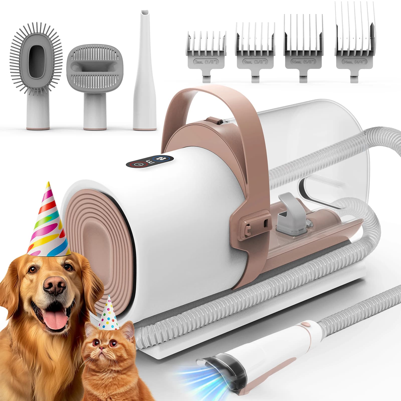 AIRROBO USA Ship 11000Pa Pet Grooming Vacuum Adjustable Brush Electric Clipper Combs Tool 2.5L Dustbin Cats Dogs Hair Remover