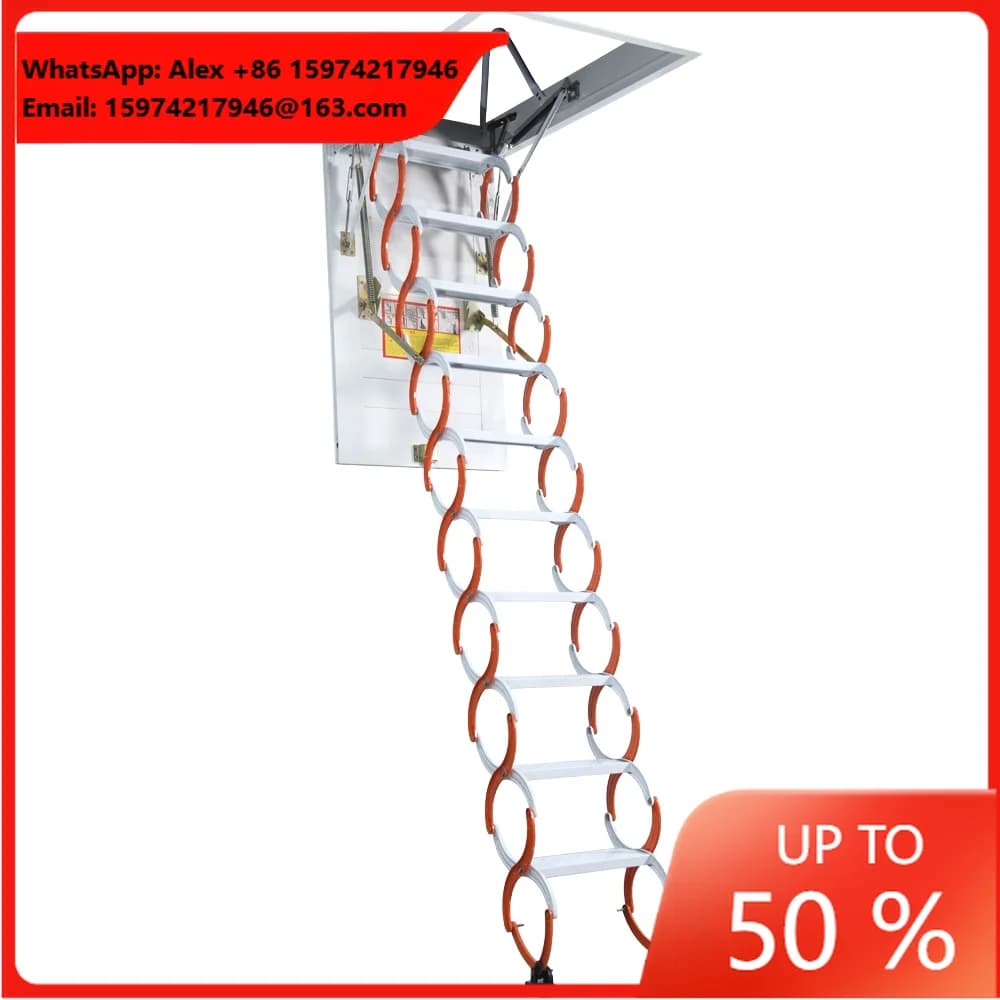 Modern Home Use Apartment Interior/Exterior Wall-Mounted Attic Stairs Manual Retractable Folding Ladder 500kg Load