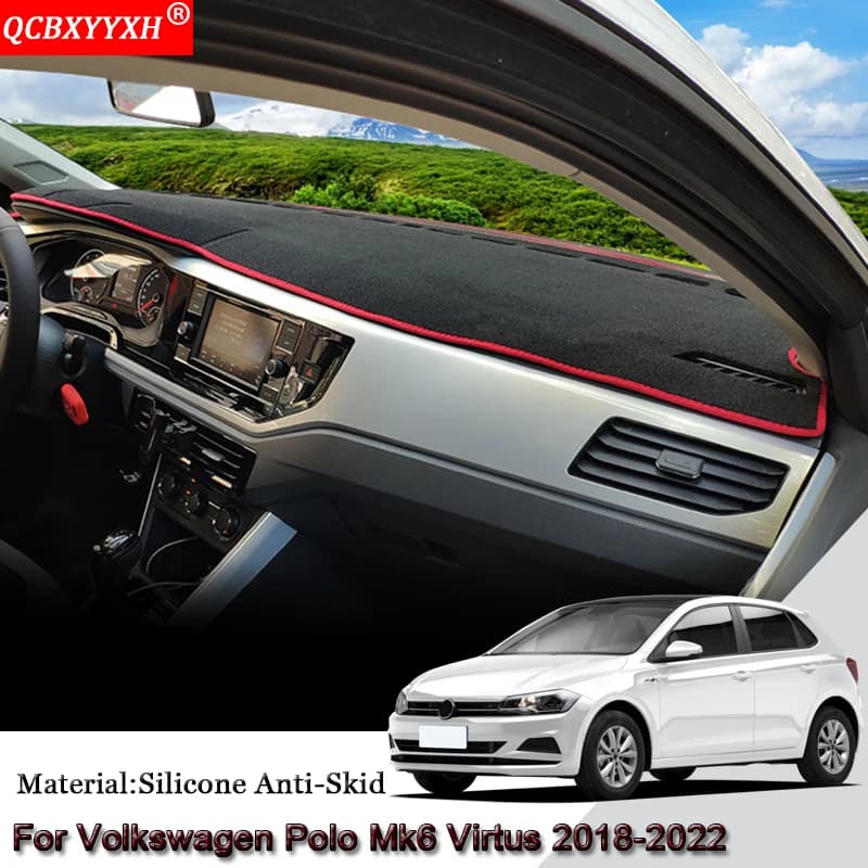 Car Dashboard Protective Mat Shade Cushion Pad Rose Carpet Mat Cover Auto Accessories For Volkswagen Polo Mk6 Virtus 2018-2022