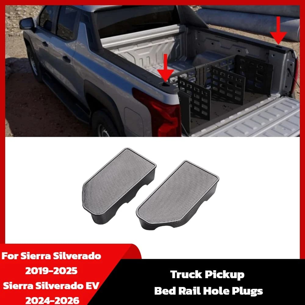 For GMC Sierra Silverado 2019-2025 Sierra Silverado EV 2024-2026 Truck Pickup Bed Rail Hole Plugs Interior Storage Accessories