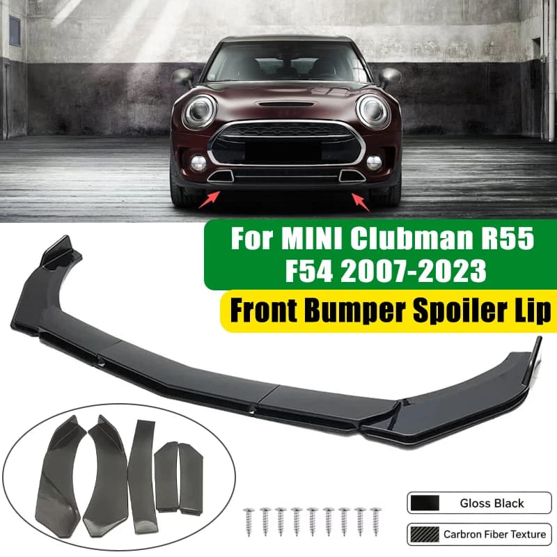 For MINI Clubman R55 F54 2007-2023 5Pcs ABS Car Front Bumper Lip Spoiler Splitter Body Kit Canard Tuning Accessories
