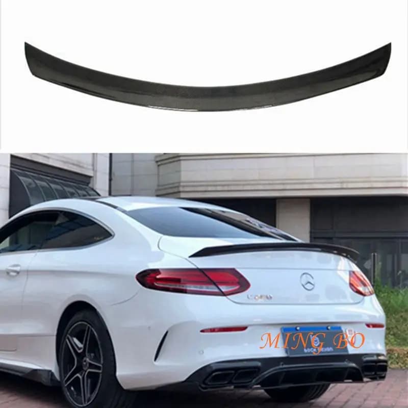 FOR Mercedes-Benz C-Class C205 W205 2Door Coupe V Style Carbon Fiber Rear Spoiler Trunk Wing 2015-2023 FRP Forged carbon